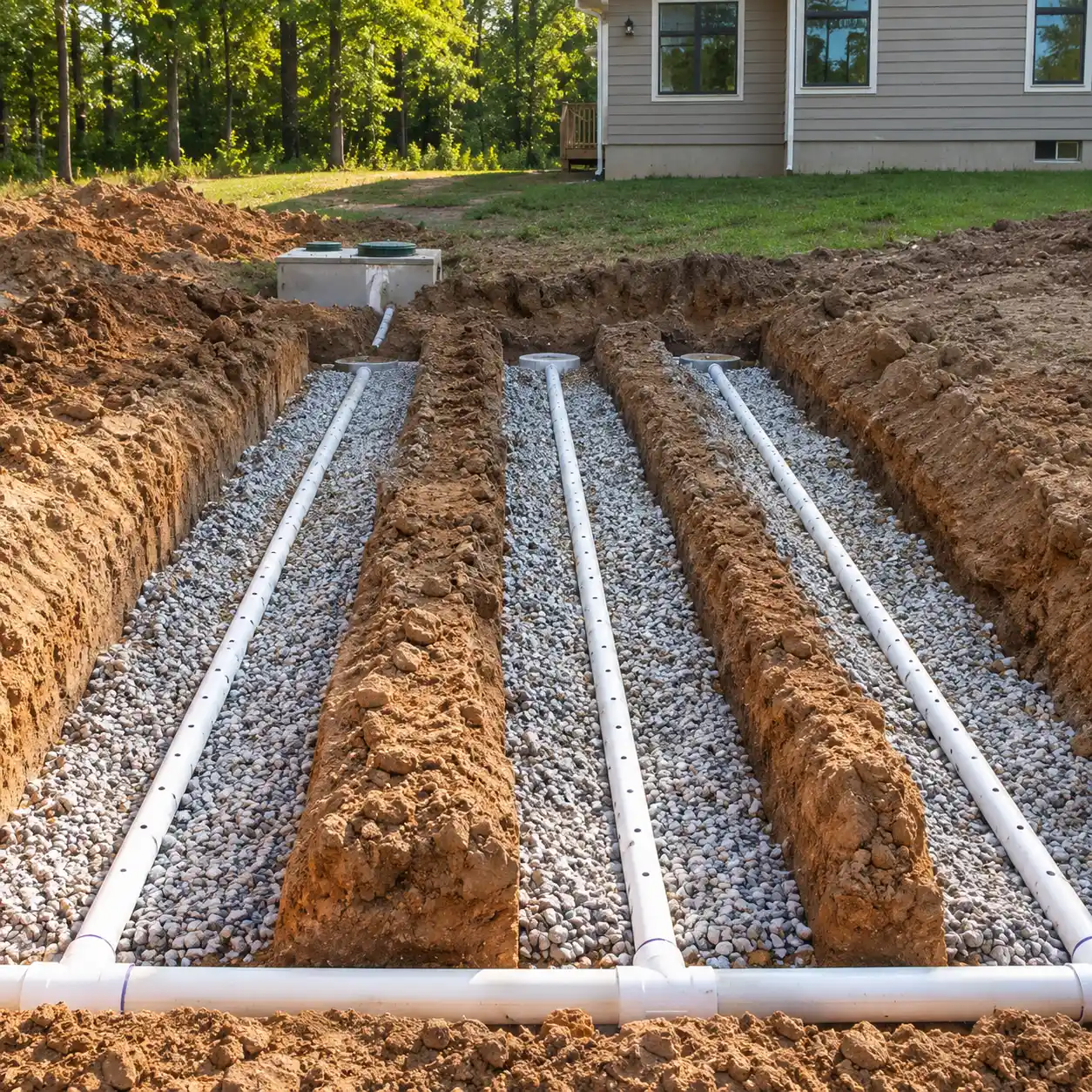 Drain field installation work near Columbia, SC