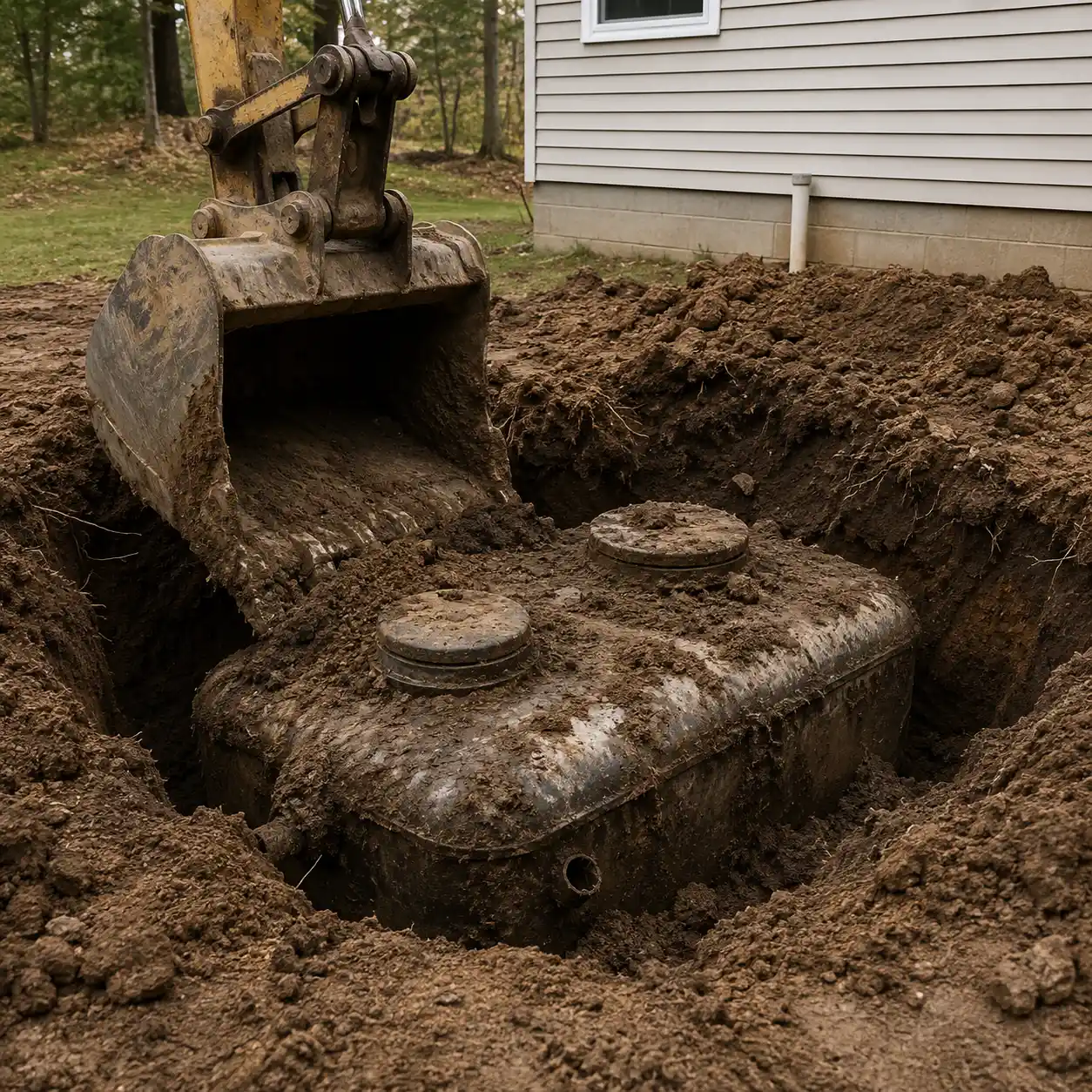 Site excavation underway for a new septic system near Columbia, SC
