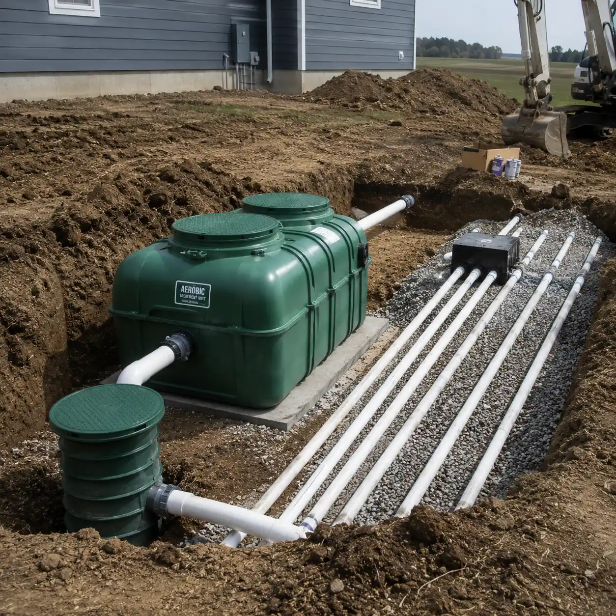 Septic drain field gravel and piping near Columbia, SC